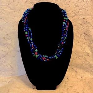 Unique vintage wood bead necklace